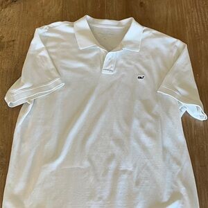 Vineyard Vines White Polo Shirt with Blue Whale Logo